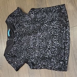 Women's Short Sleeve Black Sequin Alice + Olivia Top